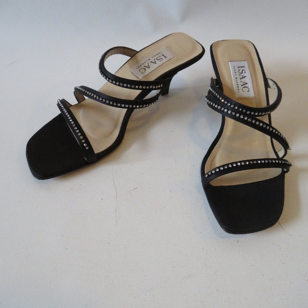 ISAAC MIZRAHI BLACK RHINESTONE BLING SHOES SZ 6.5